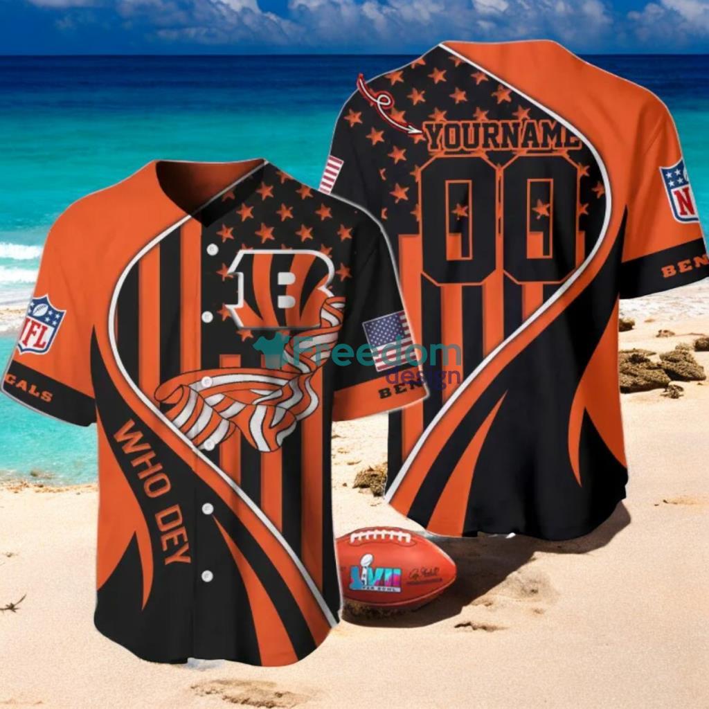 Cincinnati Bengals Custom Name And Number Slogan Baseball Jersey Shirt image Cincinnati Bengals Custom Name And Number Slogan Baseball Jersey Shirt Product Photo 1