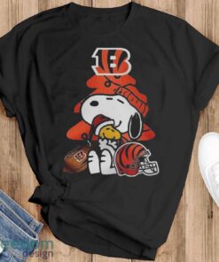 Cincinnati Bengals Funny Peanuts Snoopy Woodstock Bengals Party Ugly Christmas T-Shirt