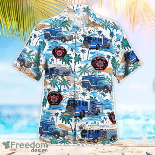 City of Gladstone, Fire-EMS 3D Summer Aloha Hawaiian Shirt Product Photo 3