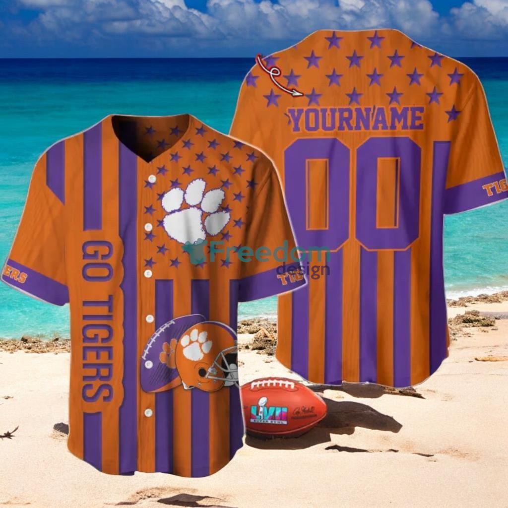 Clemson Tigers Custom Name And Number Slogan Baseball Jersey Shirt image Clemson Tigers Custom Name And Number Slogan Baseball Jersey Shirt Product Photo 1