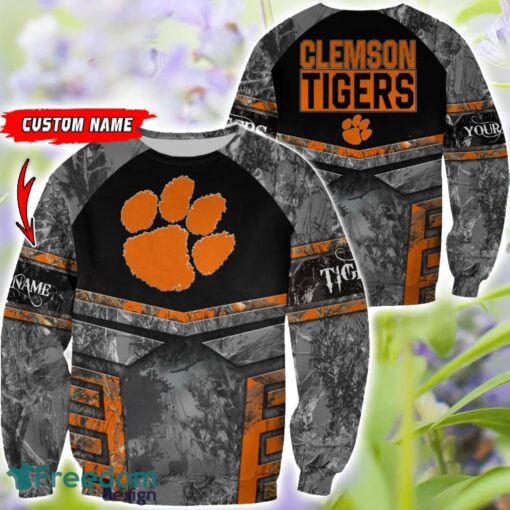 Clemson Tigers Grey Black Hunting 3D T-Shirt Hoodie Sweatshirt Zip Hoodie Custom Name Product Photo 2