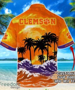 Clemson Tigers NCAA Hawaiian Shirt Coconut Tree Waves Beach Hawaii Shirt Custom Name For Fans Product Photo 3