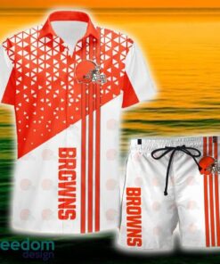 Cleveland Browns Triangle Abstract Pattern Hawaii Shirt and Shorts Summer For Beach Fans