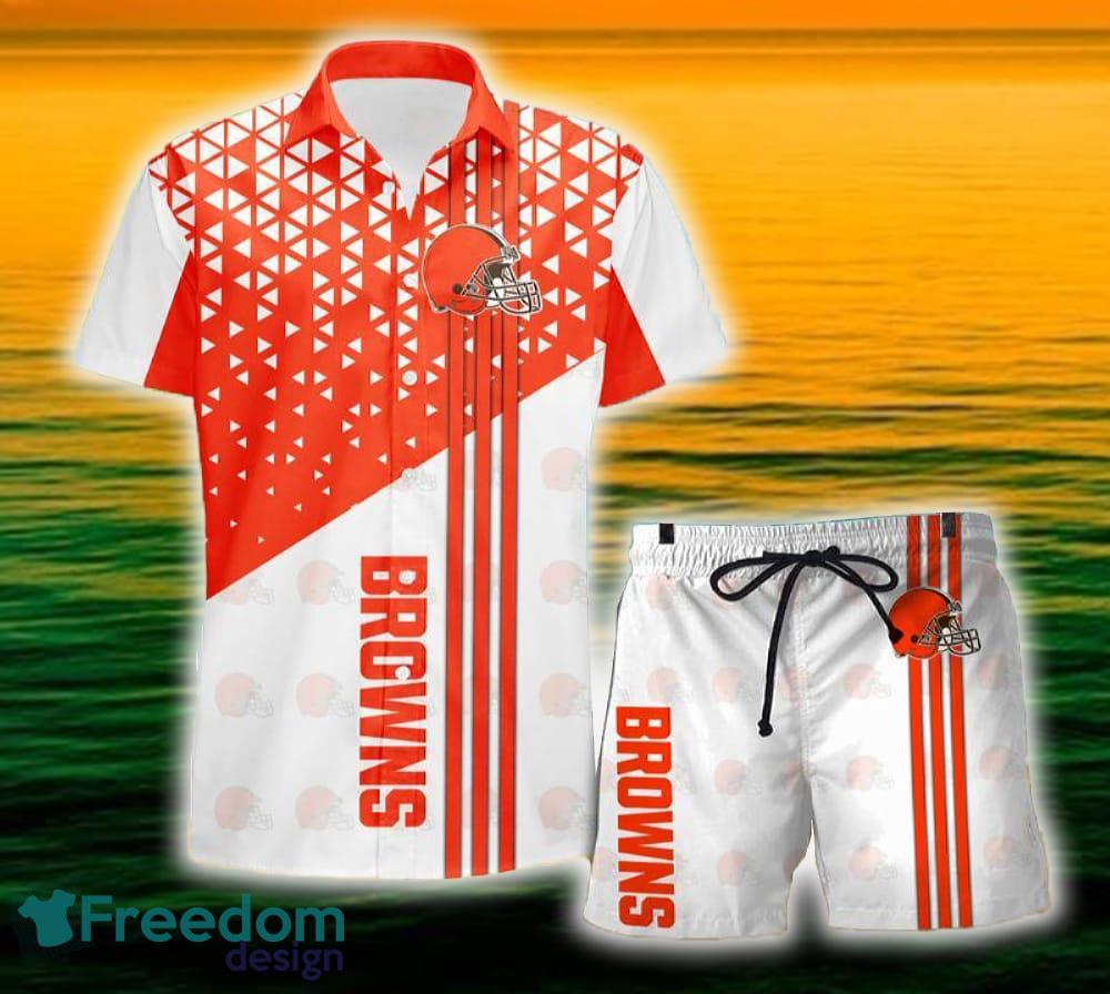 Cleveland Browns Triangle Abstract Pattern Hawaii Shirt and Shorts Summer For Beach Fans image Cleveland Browns Triangle Abstract Pattern Hawaii Shirt and Shorts Summer For Beach Fans - Cleveland Browns Triangle Abstract Pattern Hawaii Shirt and Shorts Summer For Beach Fans