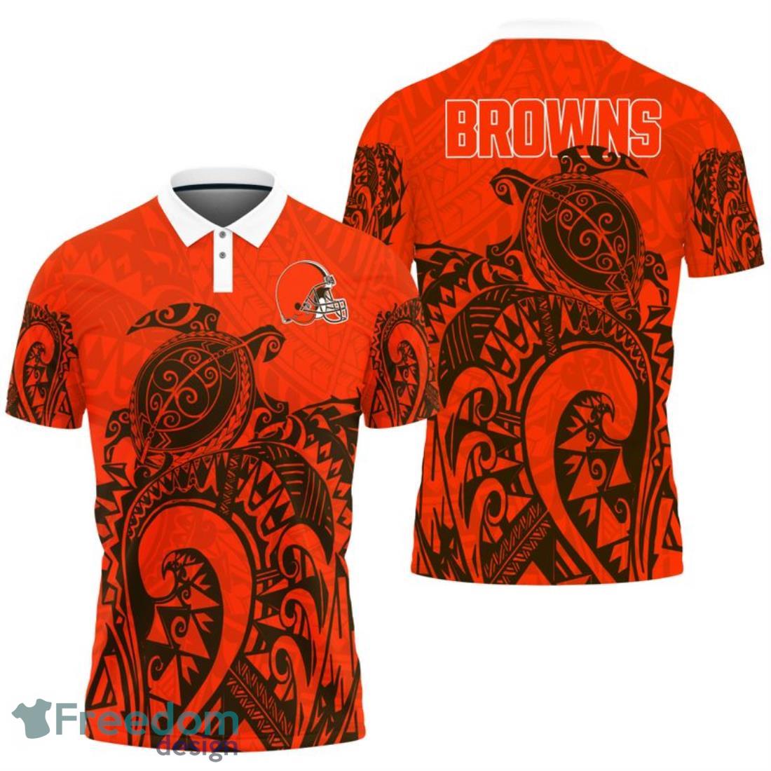 Cleveland Browns Turtle Polynesian Pattern Polo Shirt image Cleveland Browns Turtle Polynesian Pattern Polo Shirt Product Photo 1