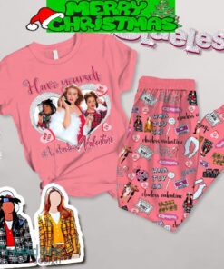 Clueless My Valentine Fleece Pajamas Set Full Print Christmas For Women