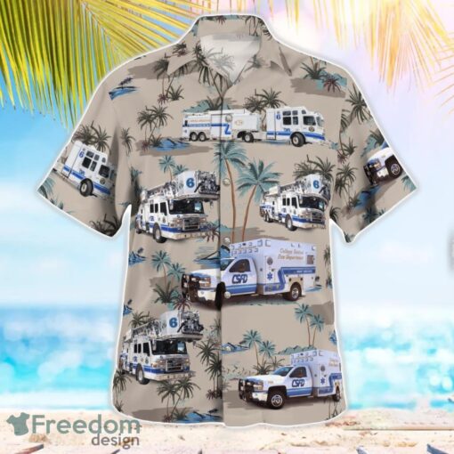 College Station Fire Department 3D Summer Aloha Hawaiian Shirt Product Photo 4