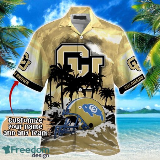 Colorado Buffaloes NCAA Hawaiian Shirt Coconut Tree Waves Beach Hawaii Shirt Custom Name For Fans Product Photo 2