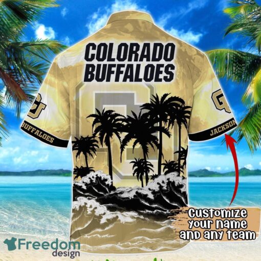 Colorado Buffaloes NCAA Hawaiian Shirt Coconut Tree Waves Beach Hawaii Shirt Custom Name For Fans Product Photo 3