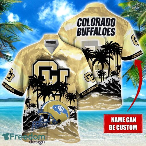 Colorado Buffaloes NCAA Hawaiian Shirt Coconut Tree Waves Beach Hawaii Shirt Custom Name For Fans Product Photo 1