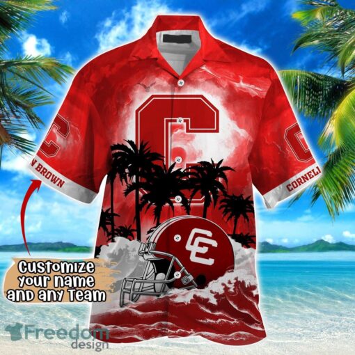 Cornell Big Red NCAA Hawaiian Shirt Coconut Tree Waves Beach Hawaii Shirt Custom Name For Fans Product Photo 2