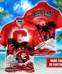 Cornell Big Red NCAA Hawaiian Shirt Coconut Tree Waves Beach Hawaii Shirt Custom Name For Fans