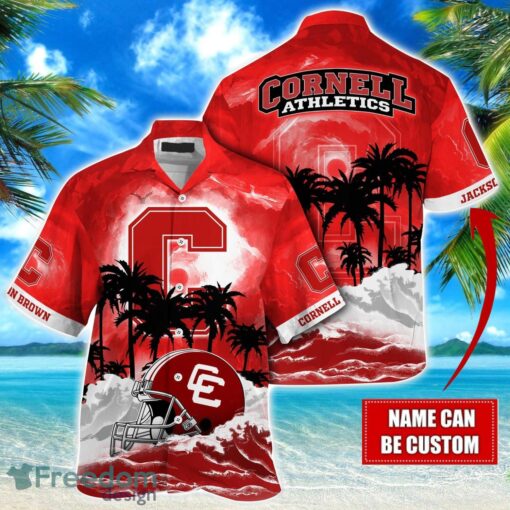 Cornell Big Red NCAA Hawaiian Shirt Coconut Tree Waves Beach Hawaii Shirt Custom Name For Fans Product Photo 1