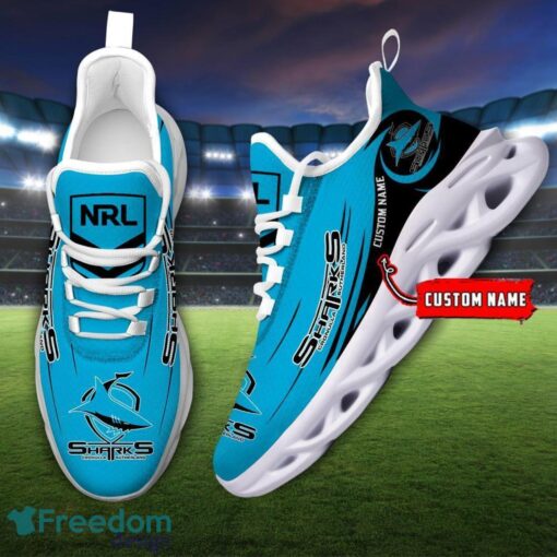 Cronulla Sharks NRL Max Soul Shoes Sneakers Sport Gift For Fans Running Shoes Custom Name Product Photo 2