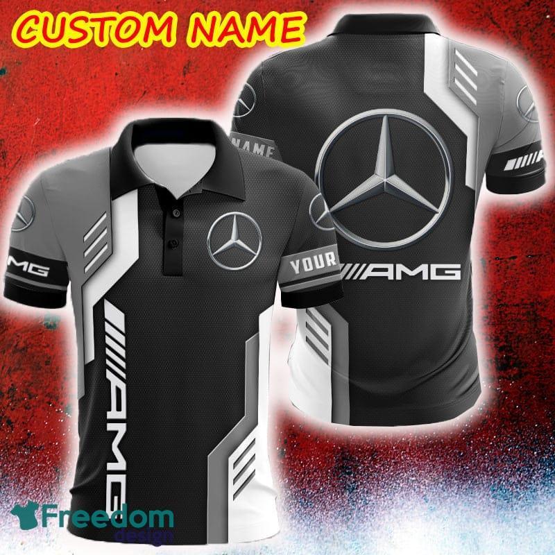 Custom Name AMG Logo Car Truck And Motorcycle Polka Dot Leather 3D Polo Shirt - Custom Name AMG Logo Car Truck And Motorcycle Polka Dot Leather 3D Polo Shirt