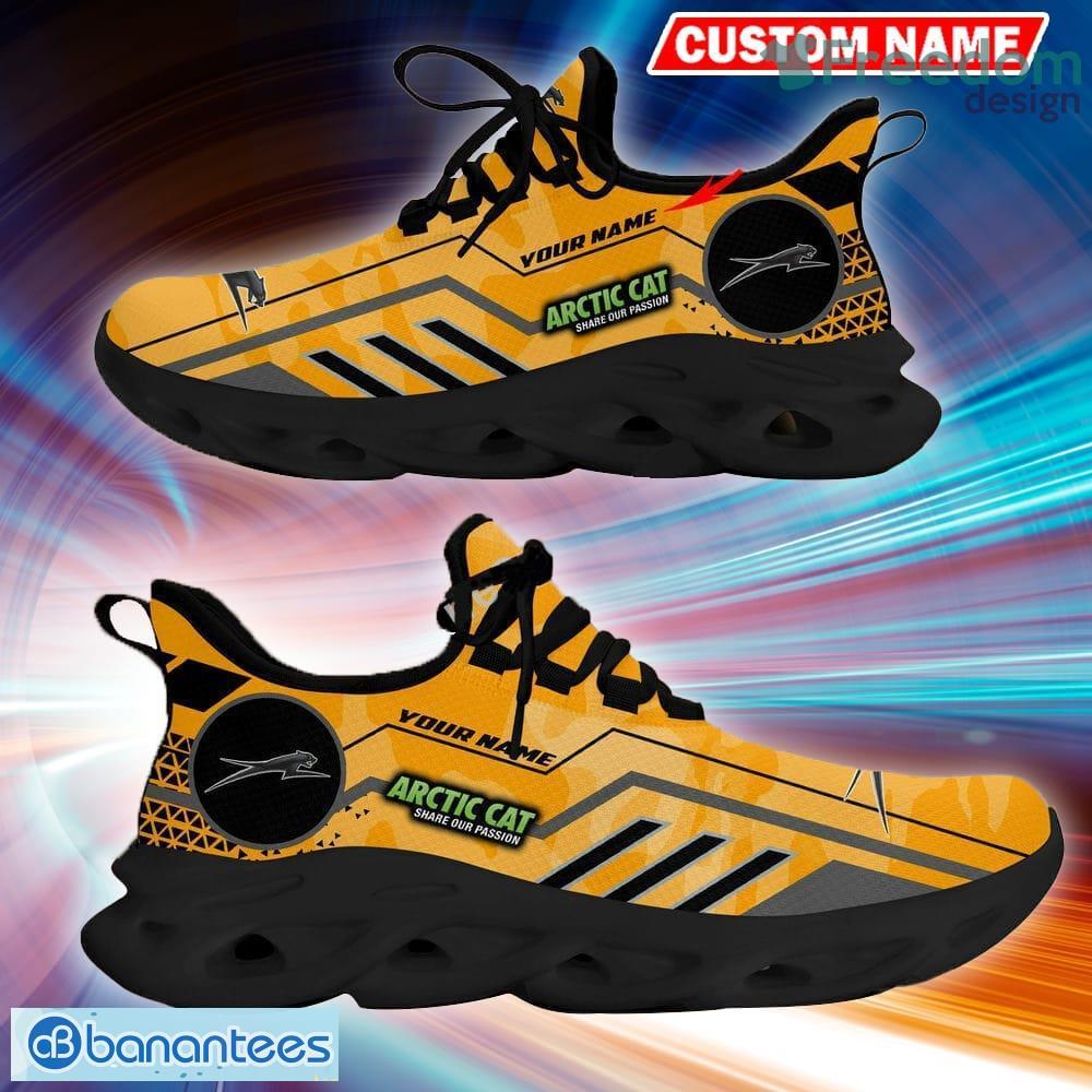 Custom Name Arctic Cat Logo Camo Yellow Collection Sport Sneaker Gift For Men Women Max Soul Shoes image Custom Name Arctic Cat Logo Camo Yellow Collection Sport Sneaker Gift For Men Women Max Soul Shoes - Custom Name Arctic Cat Logo Racing Car Tractor Farmer Max Soul Shoes Photo 2