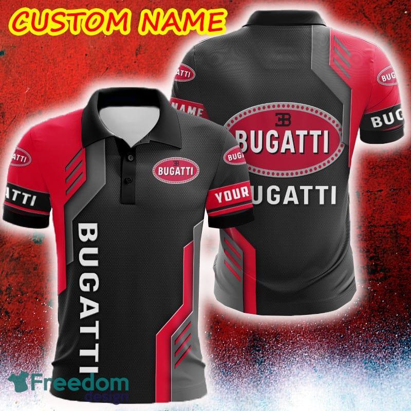 Custom Name Bugatti Logo Car Truck And Motorcycle Polka Dot Leather 3D Polo Shirt - Custom Name Bugatti Logo Car Truck And Motorcycle Polka Dot Leather 3D Polo Shirt