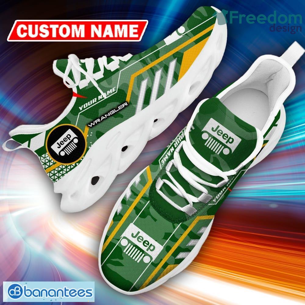 Custom Name Jeep Wrangler Logo Camo Green Forward Running Sneaker Gift For Men Women Max Soul Shoes image Custom Name Jeep Wrangler Logo Camo Green Forward Running Sneaker Gift For Men Women Max Soul Shoes - Custom Name Jeep Wrangler Logo Racing Car Tractor Farmer Max Soul Shoes Photo 17
