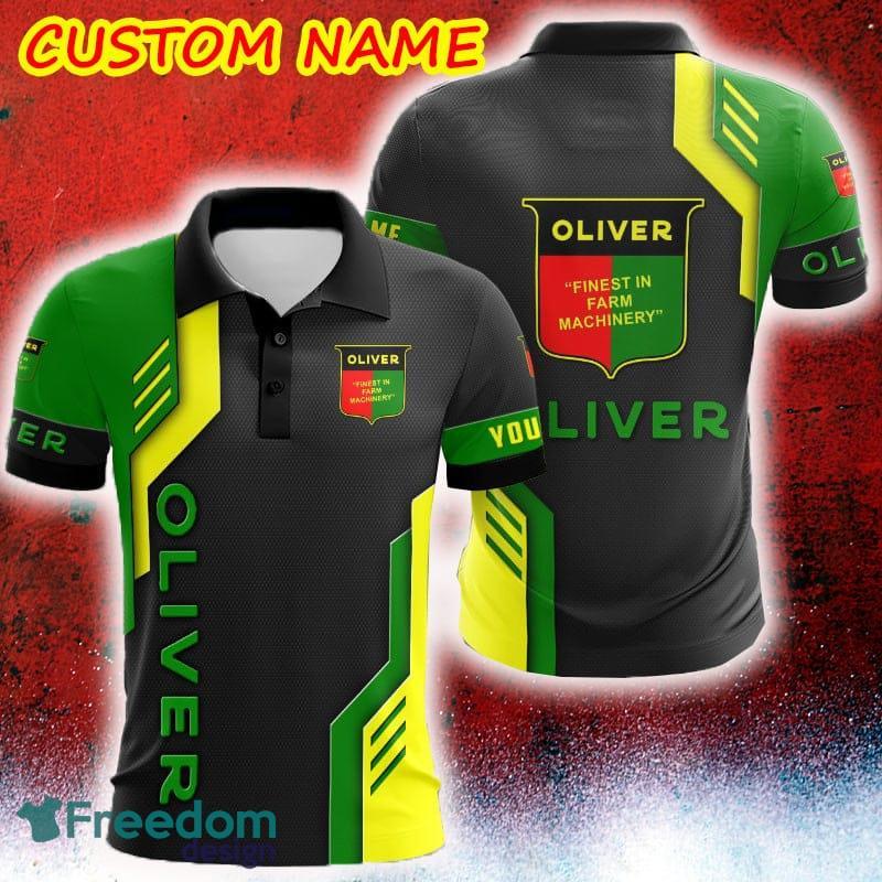 Custom Name Oliver tractor Logo Car Truck And Motorcycle Polka Dot Leather Golf Polo Shirt AOP - Custom Name Oliver tractor Logo Car Truck And Motorcycle Polka Dot Leather Golf Polo Shirt AOP