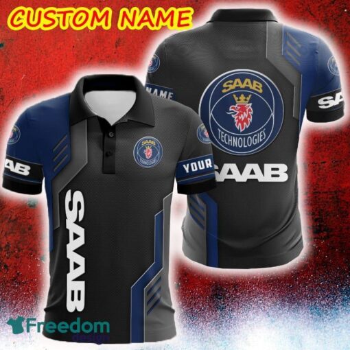 Custom Name Saab Logo Car Truck And Motorcycle Polka Dot Leather 3D Polo Car Shirt - Custom Name Saab Logo Car Truck And Motorcycle Polka Dot Leather 3D Polo Car Shirt