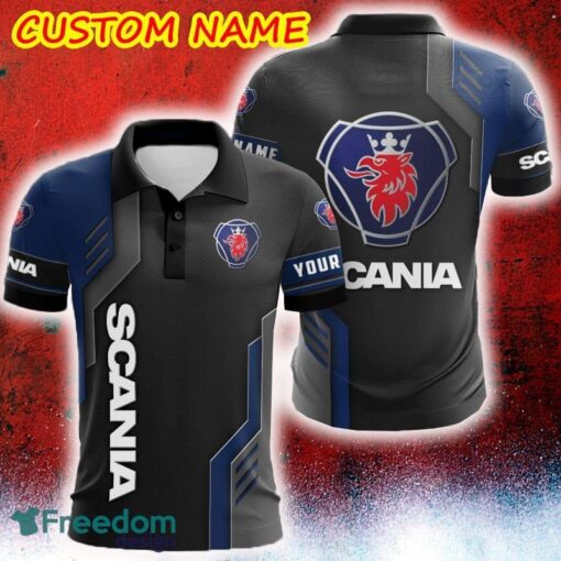 Custom Name Scania Logo Car Truck And Motorcycle Polka Dot Leather 3D Polo Shirt - Custom Name Scania Logo Car Truck And Motorcycle Polka Dot Leather 3D Polo Shirt