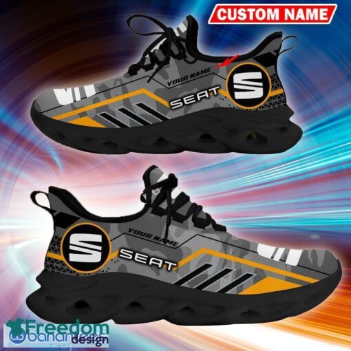 Custom Name Seat Logo Camo Grey Style Running Sneaker Gift For Men Women Max Soul Shoes - Custom Name Seat Logo Racing Car Tractor Farmer Max Soul Shoes Photo 3