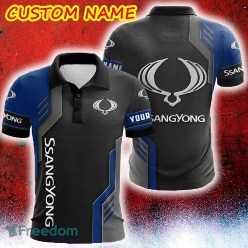 Custom Name SsangYong Motor Logo Car Truck And Motorcycle Polka Dot Leather 3D Polo Shirt - Custom Name SsangYong Motor Logo Car Truck And Motorcycle Polka Dot Leather 3D Polo Shirt