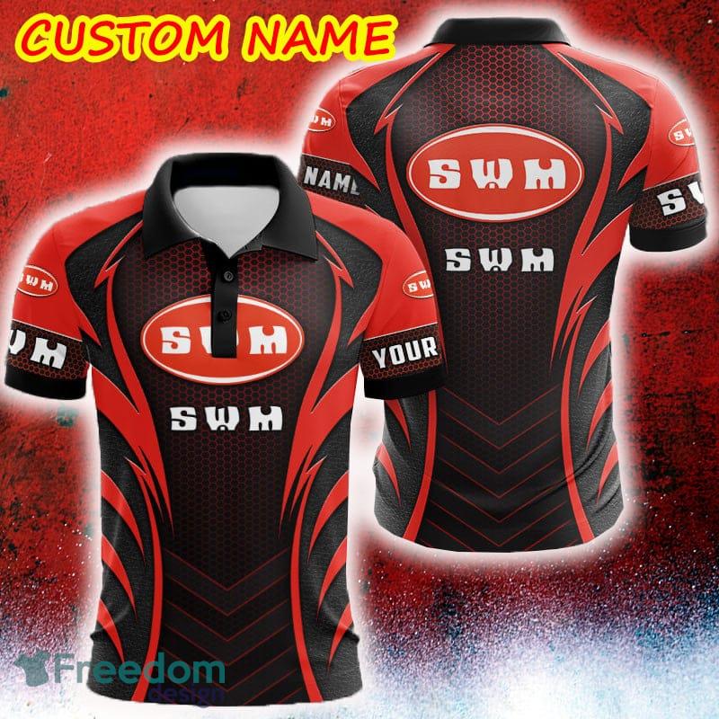 Custom Name SWM Logo Car Truck And Motorcycle Polka Dot Leather Golf Polo Shirt AOP - Custom Name SWM Logo Car Truck And Motorcycle Polka Dot Leather Golf Polo Shirt AOP