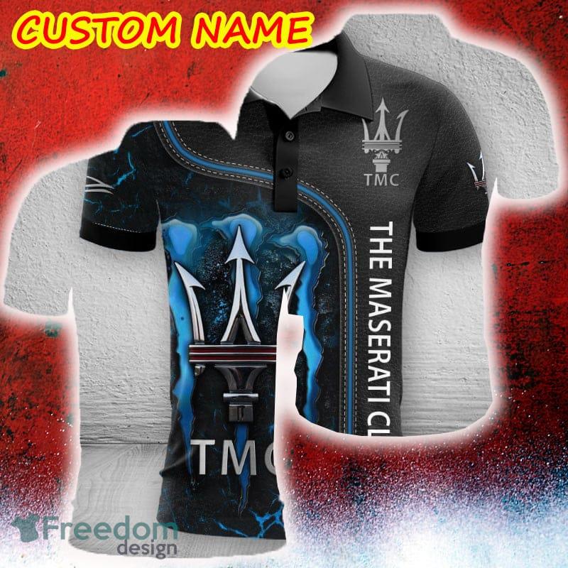 Custom Name The Maserati Club Logo Car Truck And Motorcycle Polka Dot Leather 3D Polo Shirt - Custom Name The Maserati Club Logo Car Truck And Motorcycle Polka Dot Leather 3D Polo Shirt