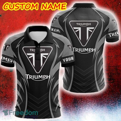 Custom Name Triumph Logo Car Truck And Motorcycle Polka Dot Leather 3D Polo Shirt - Custom Name Triumph Logo Car Truck And Motorcycle Polka Dot Leather 3D Polo Shirt