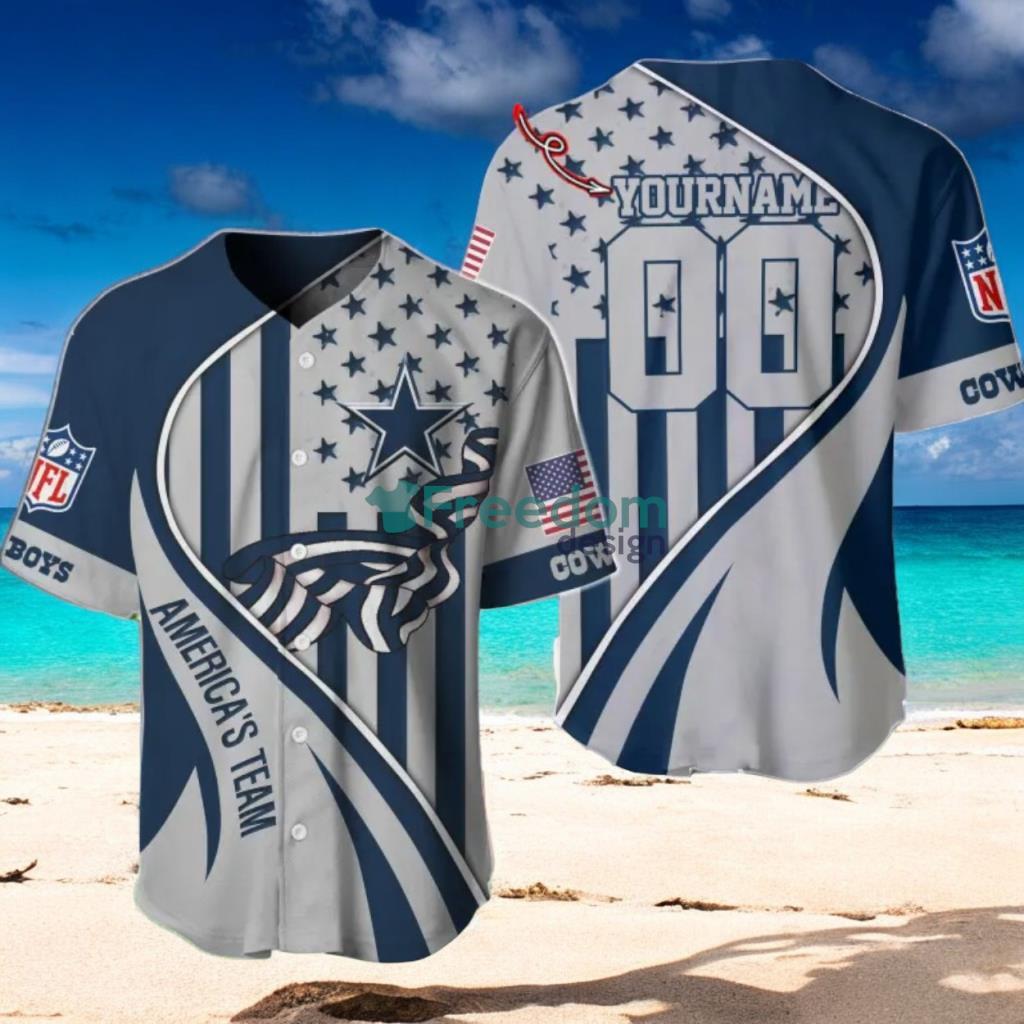 Dallas Cowboys Custom Name And Number Slogan Baseball Jersey Shirt image Dallas Cowboys Custom Name And Number Slogan Baseball Jersey Shirt Product Photo 1