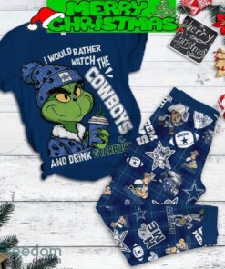 Dallas Cowboys Grinch Drink Starbucks Fleece Pajamas Set Christmas For Family