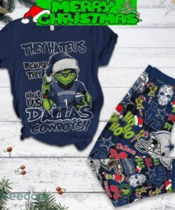 Dallas Cowboys Grinch Hate Us Christmas Fleece Pajamas Set For Women Gift Christmas