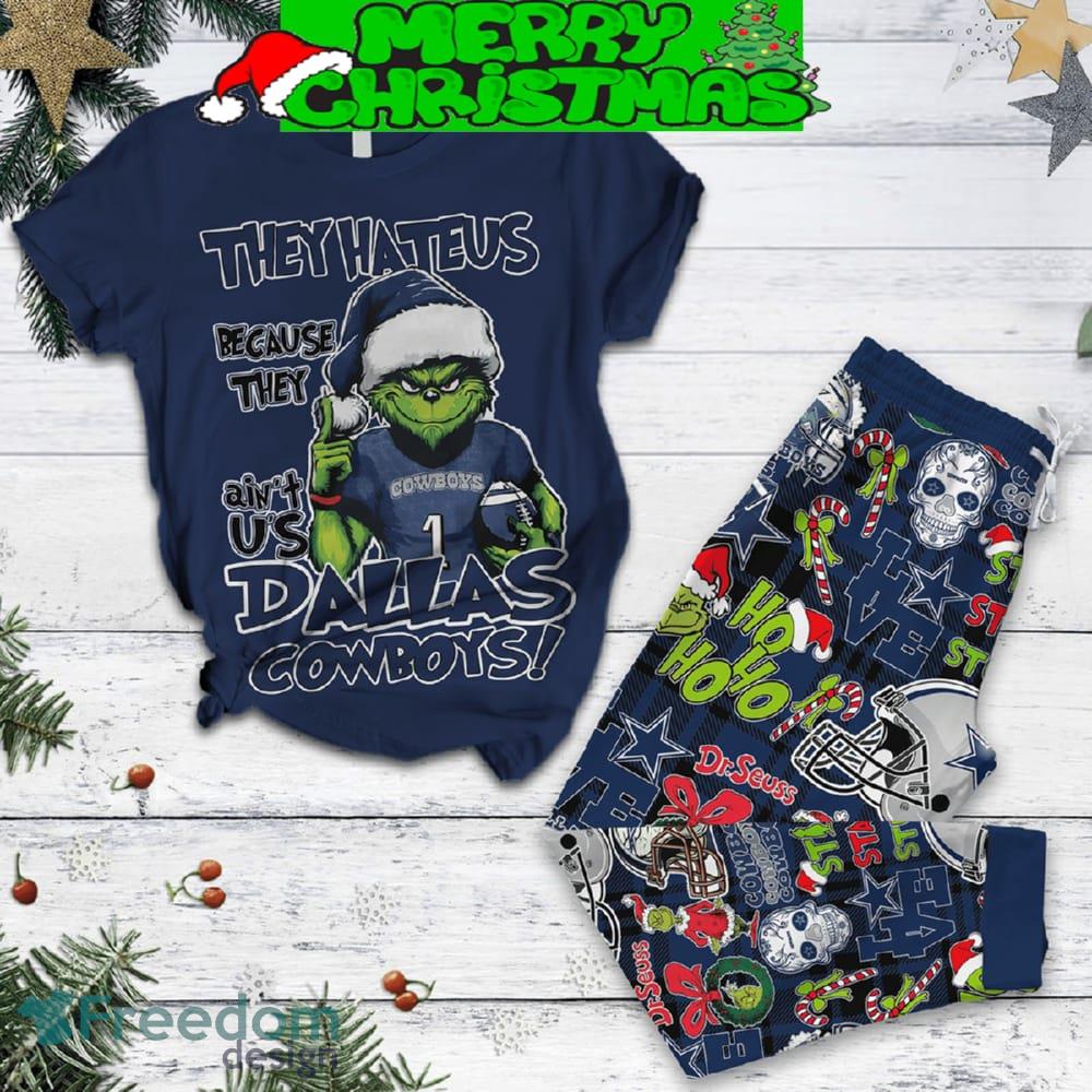 Dallas Cowboys Grinch Hate Us Christmas Fleece Pajamas Set For Women Gift Christmas image Dallas Cowboys Grinch Hate Us Christmas Fleece Pajamas Set For Women Gift Christmas - Dallas Cowboys Grinch Hate Us Christmas Fleece Pajamas Set-1