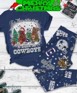 Dallas Cowboys Tis The Season To Watch The Cowboys Ho Me We Dem Boys Rowdy Christmas Fleece Pajama Set Men Women For Fans