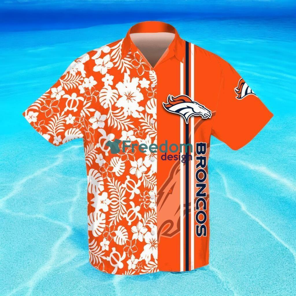 Denver Broncos 3D Flower Hibiscus Hawaiian Shirt image Denver Broncos 3D Flower Hibiscus Hawaiian Shirt Product Photo 1