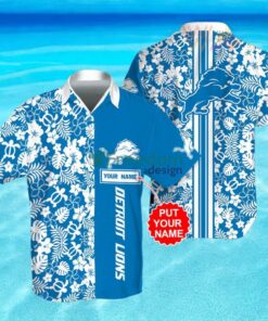 Detroit Lions 3D Flower Hibiscus Hawaiian Shirt