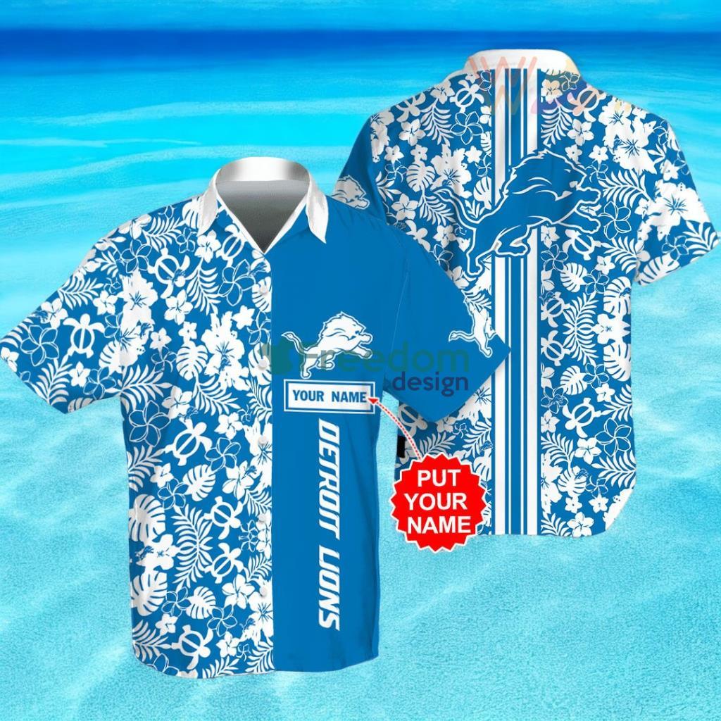 Detroit Lions 3D Flower Hibiscus Hawaiian Shirt image Detroit Lions 3D Flower Hibiscus Hawaiian Shirt Product Photo 1