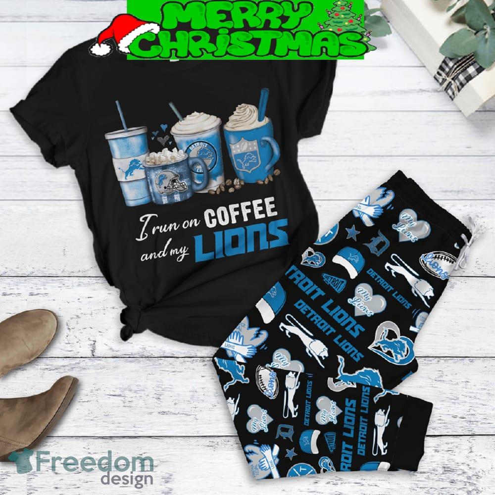 Detroit Lions Run On Coffee Fan Love Fleece Pajamas Set Black For Christmas image Detroit Lions Run On Coffee Fan Love Fleece Pajamas Set Black For Christmas - Detroit Lions Run On Coffee Fan Love Fleece Pajamas Set Black-1