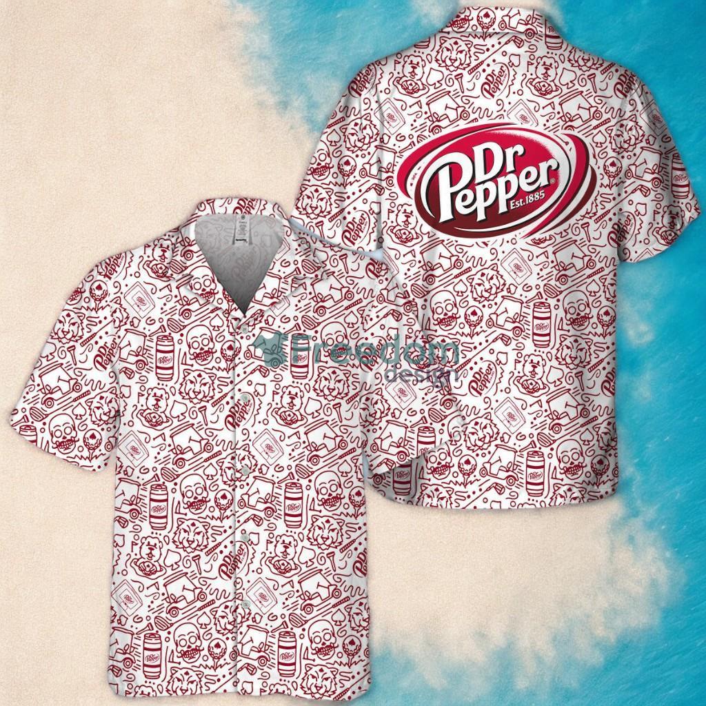 Dr Pepper Summer Doodle Art Tropical Aloha Hawaiian Shirt image Dr Pepper Summer Doodle Art Tropical Aloha Hawaiian Shirt Product Photo 1