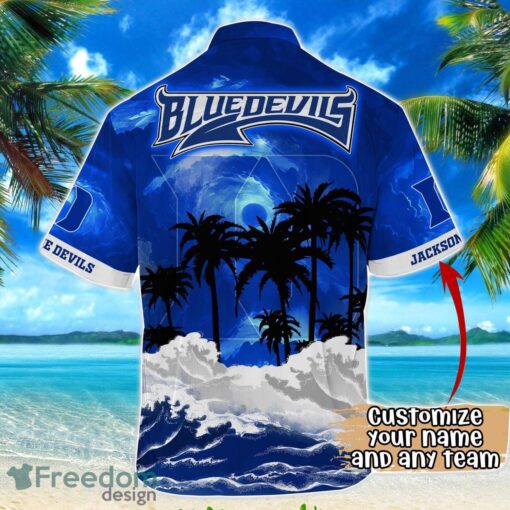 Duke Blue Devils NCAA Hawaiian Shirt Coconut Tree Waves Beach Hawaii Shirt Custom Name For Fans Product Photo 3