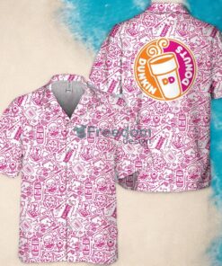 Dunkin’ Donuts Summer Doodle Art Tropical Aloha Hawaiian Shirt