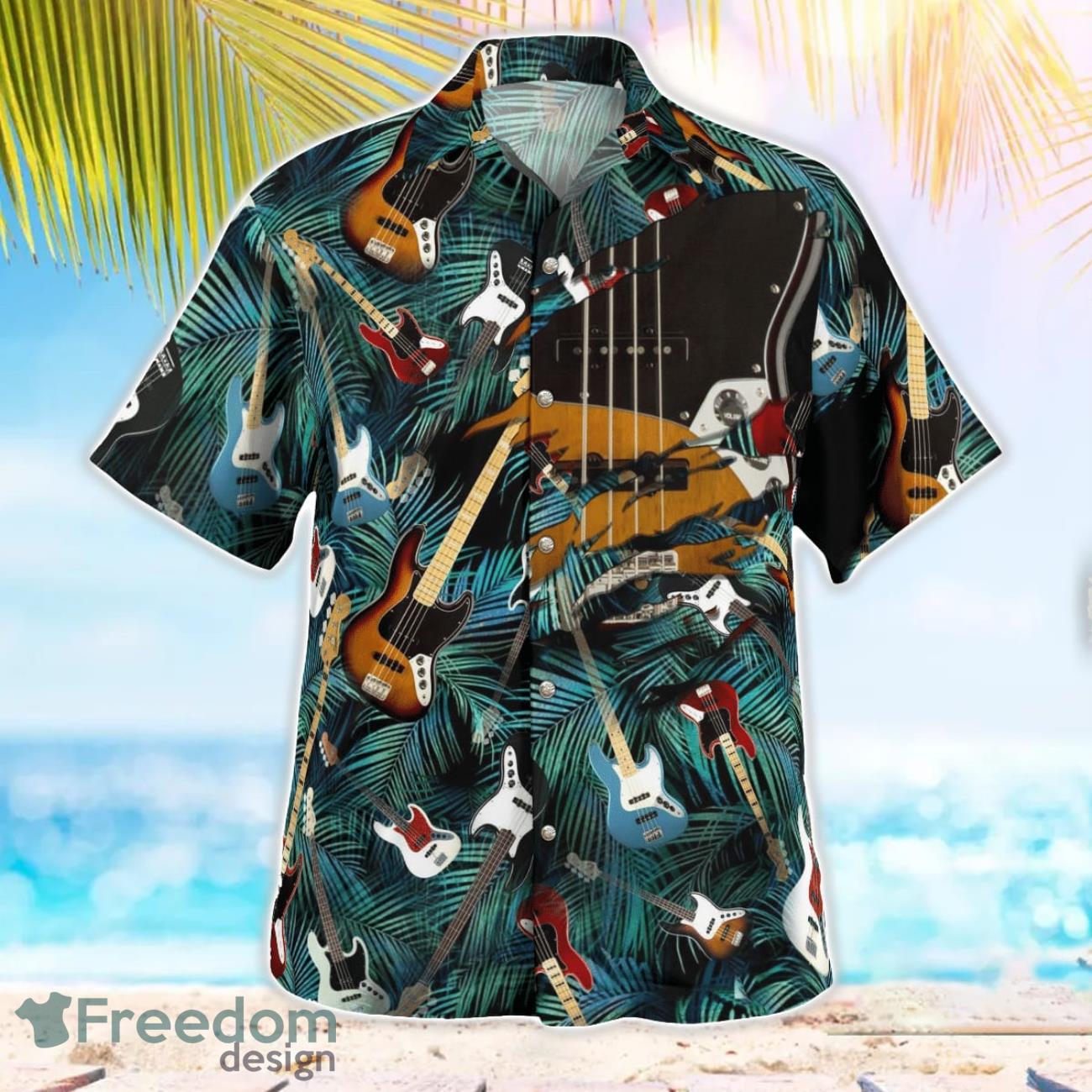 Fender Jazz Bass 3D Hawaiian Shirt image Fender Jazz Bass 3D Hawaiian Shirt Product Photo 3