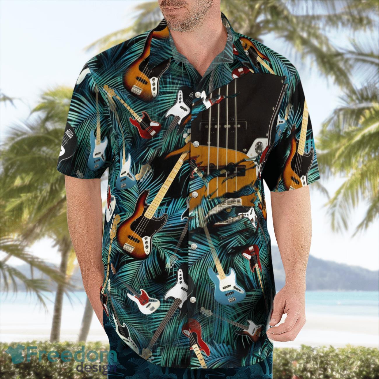 Fender Jazz Bass 3D Hawaiian Shirt Fender Jazz Bass 3D Hawaiian Shirt Product Photo 4