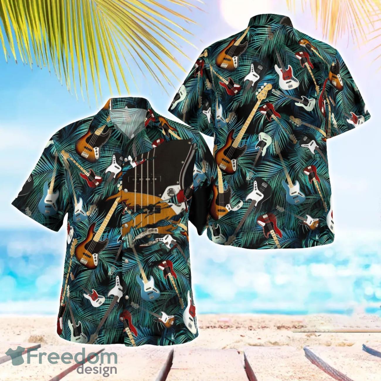 Fender Jazz Bass 3D Hawaiian Shirt image Fender Jazz Bass 3D Hawaiian Shirt Product Photo 1