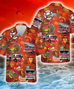 Fire trucks Firefighter Thanksgiving Turkey Hawaiian Shirt