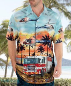 Flagler County Fire Rescue Vehicles 3D Summer Aloha Hawaiian Shirt Product Photo 4