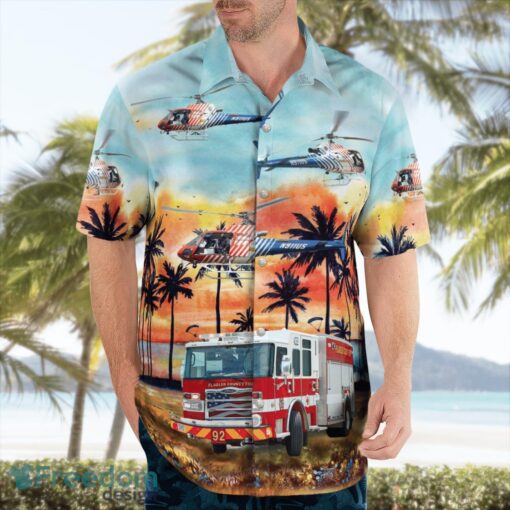 Flagler County Fire Rescue Vehicles 3D Summer Aloha Hawaiian Shirt Product Photo 4