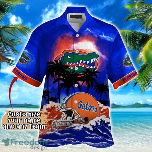 Florida Gators NCAA Hawaiian Shirt Coconut Tree Waves Beach Hawaii Shirt Custom Name For Fans Product Photo 2