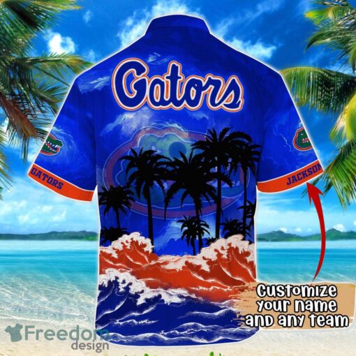 Florida Gators NCAA Hawaiian Shirt Coconut Tree Waves Beach Hawaii Shirt Custom Name For Fans Product Photo 3